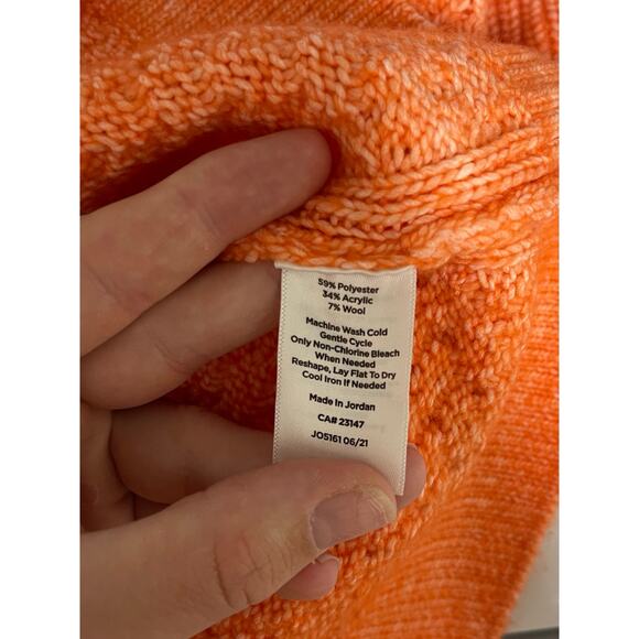 Talbots Textured Stitch Sweater cable knit turtleneck orange wool blend LP NWT - Picture 6 of 6